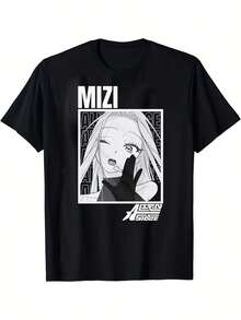 Camiseta 2026, estilo urbano, chica anime MIZI, camiseta de manga corta con cuello redondo para todas las estaciones, camisa de mujer, top de mujer, unisex. - Negro - Ver 1