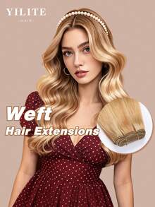 Yilite 22 Inch Sew In Hand Tied Weft Hair Extensions Weft Extensions Human Hair Remy Human Hair Brown Color Invisible Weave For Women - S27/613 - View 1