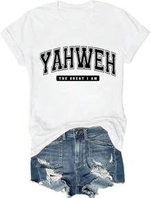 T - Shirt Expressing Faith: 'Yahweh - The Great I Am' For A Spiritual Tribute - White - View 1