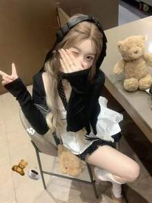 Women Skirts - [Three-piece Set] Cardigan + Camisole + Mini Skirt (with Ribbon) - View 4