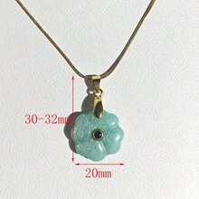 1颗20毫米花形天然石晶锆石珠吊坠紫水晶虎眼石饰品,适用于珠宝制作DIY项链手链 - 花 - 查看 10