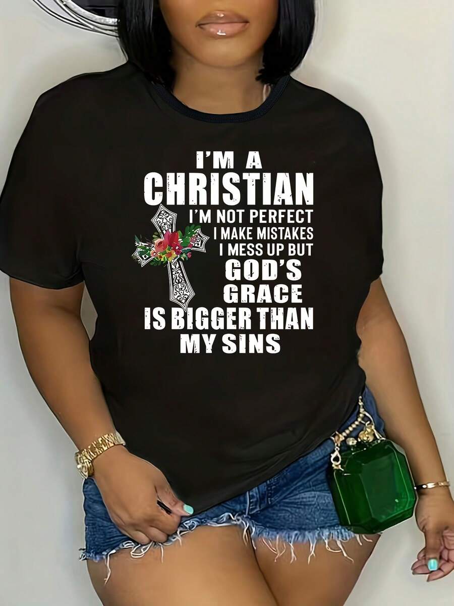Camiseta de manga corta estampada para hombre y mujer de talla grande, ropa masculina - Negro - Ver 1