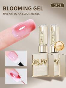 XEIJAYI 2Pcs 15ml Blooming Glue Gel Nail Polish UV LED Soak Off Top Gel Glossy Sealer Shiny Varnish - Trong sáng - Xem 9