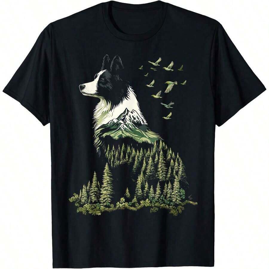 1 Piece BOOnese Mountain Dog Halloween Ghost Funny T-Shirt, Bernese Mountain Dog Mom, All Seasons, 100% Cotton, One Side Print, Crew Neck, Short Sleeve, Unisex, Base Layer, 180g 100% Cotton. - 顏色 3 - 查看 1