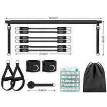 Yoga Pilates Fitness Stretching Bar Set (beinhaltet Push-Pull-Stange und 6 Widerstandsbänder) - Konzipiert für Pilates, Krafttraining, Rehabilitation und Heimfitness; tragbar und verstellbar - ideal für Ganzkörper-Workouts, Physiotherapie und Heim-Fitnessstudios. - A - Übersicht 2