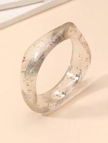 NAIZHU 1/4pcs Fashionable High-End Geometric Iridescent Resin Bracelets, Teen Daily Party Accessories - White - View 5