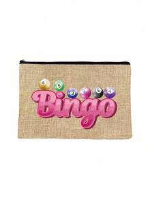 Bingo 字母印花旅行盥洗包，卡通趣味多功能帆布包，充電器收納包，旅行化妝必需品包：女性旅行生存包，中性拉鍊收納袋，化妝品、彩妝和輕便旅行必需品，適合青少年，生日和旅行配件，節日禮物，母親節禮物 - 彩色 - 查看 17