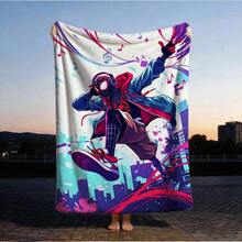 1pc S-Pider-Man Print Blanket,Retro Cartoon Style Throw Blanket,Cartoon Character Printed Blanket,All-Season Universal Nap Blanket,Character Home Decor Blanket,Modern Fashion Gift Suitable For Home Bedroom Bed Sofa Office Lunch Break Cover Picnic Blanket - Multicolor - View 2