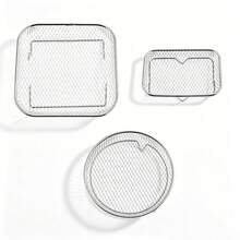 3 piezas Rejilla de acero inoxidable 304 para freidora de aire, accesorios multifuncionales para cesta de freidora, rejilla de acero inoxidable apilable, adecuada para hornear y asar, rejilla deshidratadora de acero inoxidable, cesta de drenaje, rejilla de filtro, cesta de freidora de alimentos, accesorios de cocina - plata - Ver 12