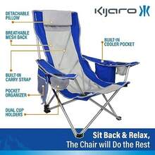 Kijaro Beach Sling Chair with Cooler Pocket - Various Fun Colors and Patterns - Perfect Beach Folding Chair and Camping Chair - Includes a Detachable Pillow - Azul de las Maldivas - Ver 7