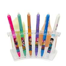 12 pièces Stylos effaçables pour fans de K-Pop, stylos gel rétractables imprimés de personnages d'anime, stylos effaçables à pointe fine de 0,5 mm pour écriture et étude quotidiennes (style aléatoire) - Multicolore - Voir 6