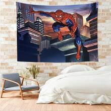 1pc Spider-Man Happy Birthday Backdrop Marvel Superhero Boy Party Decoration Cartoon Photography Background Indoor Holiday Gathering Scene Layout Cake Table Wall Tapestry Anime Fan Birthday Party Props Wall Hanging Decor - Nhiều màu - Xem 5