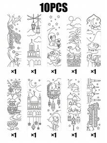 30 buah Pembatas Buku Idul Adha dengan Seni Garis Hitam Putih yang Indah, Kesempatan Mewarnai Kreatif untuk Melukis dengan Tangan. Sempurna untuk Mendekorasi Halaman Buku dan Menambahkan Warna Cerah dan Hidup pada Bahan Bacaan Anda. - MultiWarna - View 11