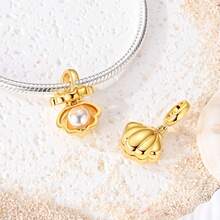 Mặt dây chuyền mạ vàng 18k thuộc bộ sưu tập mùa hè, phù hợp với vòng tay, đính đá CZ, hình dấu chân thú cưng đại dương, máy ảnh, cá mập, cá heo, sao biển, vỏ sò, ba mặt dây chuyền hình sinh vật biển. Món quà hoàn hảo cho phụ nữ và người yêu động vật. - Vàng - Xem 8
