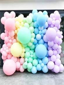117er Set Pastell-Regenbogen-Ballonbogen-Girlande, Macaron-farbene Ballons in Blau, Lila, Grün und Gelb, DIY-Bogen-Girlanden-Set für Geburtstags-, Babyparty-, Hochzeits-, Gender-Reveal- und Jahrestags-Dekorationen - Übersicht 6