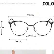 1PC Women's Premium Rhinestone Bling Bling Textured Dual-Tone Metal Modern Retro Cat Eye New Glasses Frame, Daily Commute All-Season Glasses Accessory First Choice Computer Glasses, Suitable For Back To School And Indoor/Outdoor Wear - Transparent white blue light - View 4