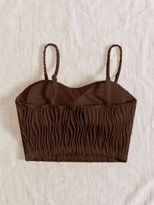 VCAY Top de Cami acolchado y texturizado marrón para mujeres con estilo de vacaciones - Marrón - Ver 2