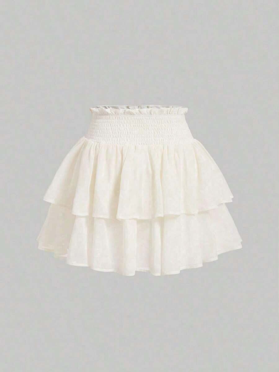Nueva llegada Falda mini de cintura alta adelgazante tipo pastel, dulce y picante para mujeres en primavera - Albaricoque - Ver 1