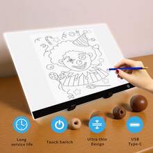 Elapoid 1pc Extra Large A2/A3/A4/A5 High Brightness LED Tracing Light Box, LED Light Board, Suitable For Diamond Painting Art Set, Diamond Painting Light Pad, USB Powered Tracing Light Board, Diamond Painting Accessories, Suitable For Drawing, Sketching, Animation, With 4 Clips, Christmas & Halloween Gift (Black, Red, Blue, Yellow Available) - Black - View 11