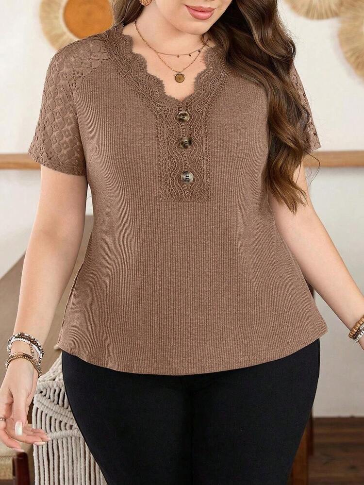 Plus Size T-Shirts - 橘色 - 查看 8