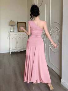 YHHModelyn 1 pieza Vestido de mujer sin mangas con pliegues y ajuste ceñido, de unicolorYHH - Rosa - Ver 6