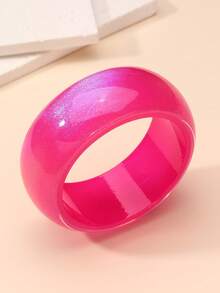 NAIZHU 1/6pcs Fashionable Children's Exaggerated Asymmetrical Geometric Resin Bracelets, Suitable For Daily Wear And Party Accessories - Hot Pink - View 5
