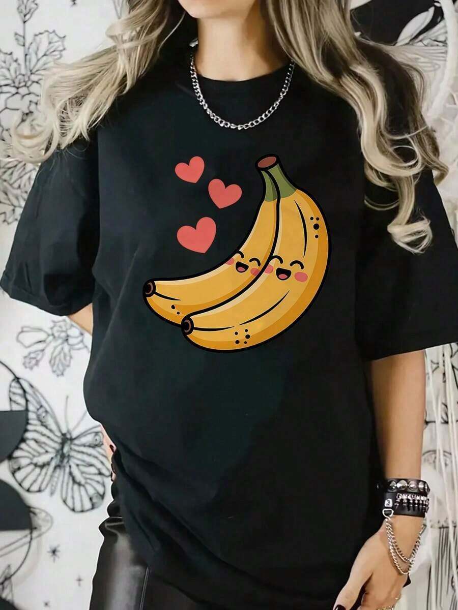 Under The RadarCamiseta de moda para mujer con estampado creativo, ideal para todas las estaciones, elegante, fácil de usar, casual, cómoda, moderna, suave, perfecta para fitness y actividades al aire libre diarias, versátil y a la moda para usar durante todo el año-Vintage Street Style Unisex Loose Cotton Short Sleeve Crew Neck T-Shirt - Negro - Ver 1