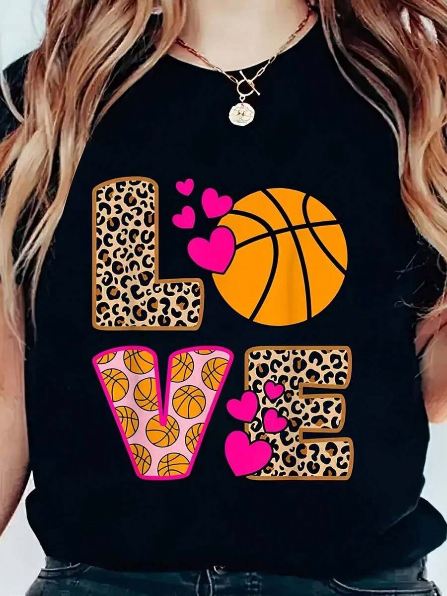 Casual T-Shirt For, Small Print - الأسود - مشاهدة 1