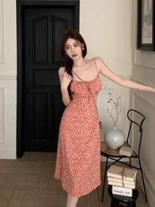 Women Midi Dresses - Red - View 2