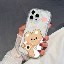 1 chiếc ốp lưng điện thoại tối giản bằng chất liệu TPU trong suốt, màu kem, họa tiết gấu bông, chống sốc, tương thích với iPhone, Honor. - Trong sáng - Xem 4