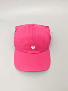 Heart Embroidery High Ponytail Half-Mesh Snapback Cap, Versatile Sun Hat For Women In Summer - Multicolor - View 11