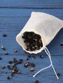 24pcs Bolsa de tela de algodón liso con cordón - Bolsa de tela de algodón natural sin blanquear para filtrar hierbas, ideal para preparar café, guisos, caldos de huesos y especias, entre otros - Ver 2