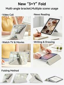 花卉淺綠色雛菊圖案保護殼，適用於 iPad Air 8(M4)2026(11英吋)、Air 4/5 10.9英吋、7/8/9代 10.2英吋，內建筆槽，適用於 Tab S6 10.4英吋、Kindle 第11代(2022/2024)、Kindle Clara 2E、Clara Colour、Clara BW (6英吋) 及 Libra Colour (7英吋)，可愛少女風時尚設計，平板電腦桌面裝飾，生日與節日禮物 - 彩色 - 查看 5