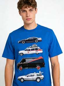 Men's T-Shirt - Vintage T-Shirt With KITT And Ghost Car Print, Crew Neck And Short Sleeves, Regular Fit, Breathable And Comfortable, Designed In A Nostalgic Urban Style, Machine Washable, Suitable For Casual Wear In All Seasons, Retro T-Shirt - 混合色 3 - 查看 6