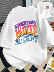 New Men's T-Shirt, 180g Weight, 1% Cotton, With Iridescent Elements And A Double-Sided Design That Conveys Positive And Inspiring Energy. A Modern, Versatile, And Unique Men's T-Shirt With A Popular And Innovative Style, A Must-Have With Front And Back Panels, Suitable For Layering In Spring And Autumn, And For Wearing Alone In Summer, Unisex. - 白色 - 查看 6