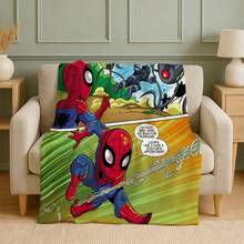 1pc S-Pider-Man Print Blanket,Retro Cartoon Style Throw Blanket,Cartoon Character Printed Blanket,All-Season Universal Nap Blanket,Character Home Decor Blanket,Modern Fashion Gift Suitable For Home Bedroom Bed Sofa Office Lunch Break Cover Picnic Blanket - Nhiều màu - Xem 1