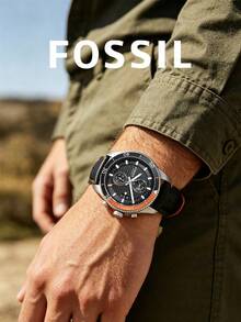 Fossil 男士石英皮革三针腕表，不锈钢表壳/防刮玻璃 CH2953 - 黑色 - 查看 6
