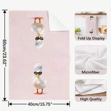 2pcs Funny Posh Duck Pattern Kitchen Towels, 40*60cm Soft Microfiber Material, Suitable For Home, Kitchen, Restaurant, Outdoor Camping, Tabletop Cleaning, Dish Drying, Gifts - Multicolor - View 3