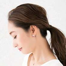 Pendientes de botón de perla y cristal de 10 mm para mujer con clips delanteros y traseros - Diamante negro - Ver 4