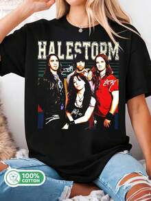 Halestorm Retro Band T-Shirt, Lzzy Hale Hard Rock Fan Vintage Graphic Tee - Black - View 6