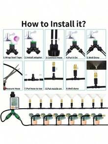 Automatic Drip Irrigation Kit (Garden Version) - 4/7mm, Equipped With Brass Mist Nozzle, Suitable For Lawn, Potted Plants And Greenhouse, Lawn Automatic Drip Irrigation System, Potted Plants Greenhouse - Multicolor - View 4
