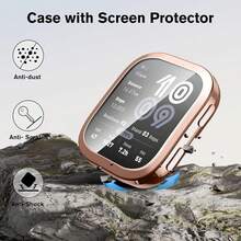 3 piezas Protector de pantalla & Funda protectora para Bip 6, Borde electroplateado de TPU suave Cobertura completa Anti-arañazos Cubierta de reloj - Negro/Oro rosa/Transparente - Ver 2