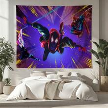 1pc Spider-Man Happy Birthday Backdrop Marvel Superhero Boy Party Decoration Cartoon Photography Background Indoor Holiday Gathering Scene Layout Cake Table Wall Tapestry Anime Fan Birthday Party Props Wall Hanging Decor - 多色 - 查看 4