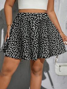 Pantalones Cortos Florales Casuales de Talla Grande para Mujer, Pantalones Cortos de Verano, Falda-Pantalón de Verano, Pantalones Cortos para Conciertos Rave, Pantalones Cortos de Cintura Alta para Festivales Rave y Conciertos Country - Blanco 5 - Ver 5