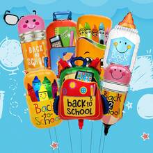 7pcs/Set XL Stationery Shape Foil Balloons Set Back To School Pencil Schoolbag Crayon Box Correction Fluid Balloon Pupil Homecoming Decorations Classroom Decor - View 9