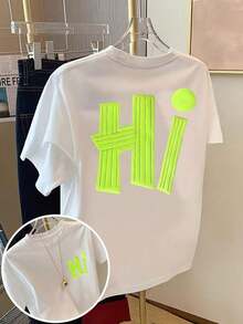 Camiseta Casual de Manga Corta con Estampado de Letras para Hombre, Color Negro de Verano - Blanco - Ver 11