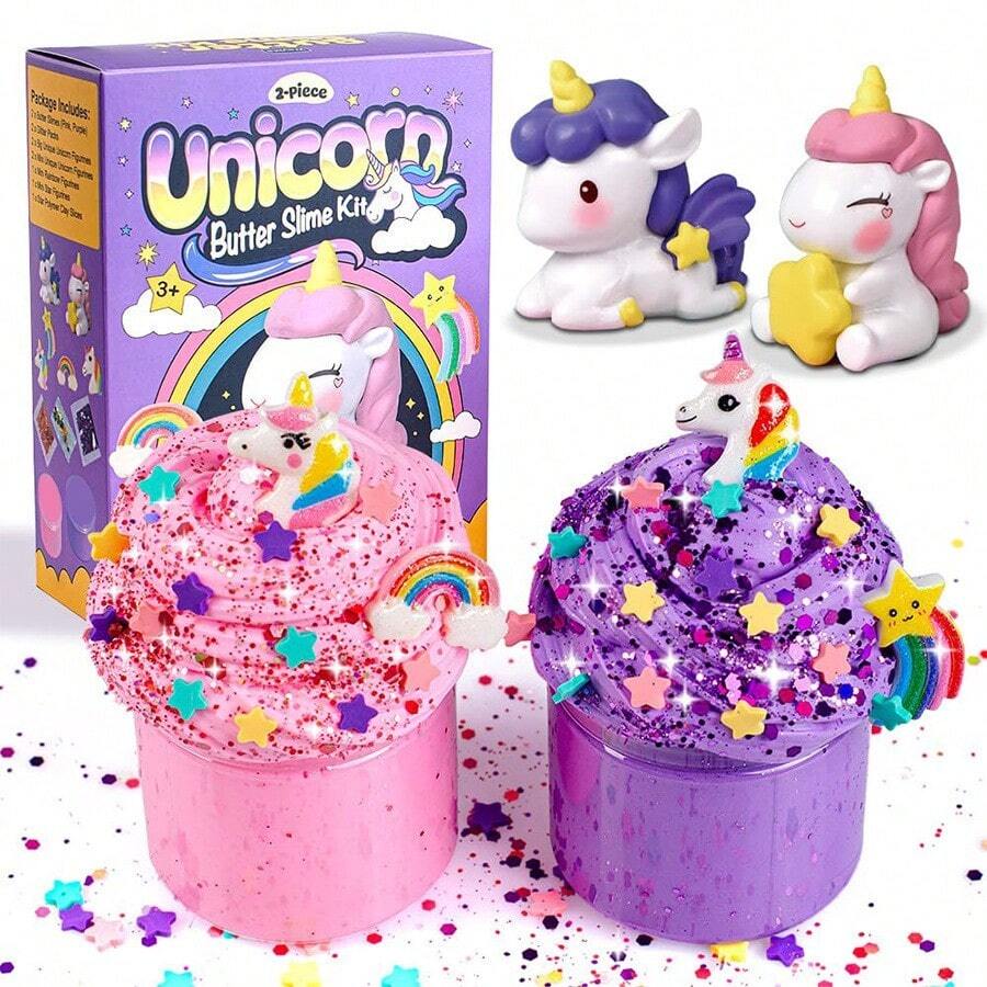 2件組獨角獸水晶史萊姆玩具套裝,透明黏土玩具,史萊姆套組,紓壓玩具,涼感觸感,夏季禮物,透明拉絲泥,裝飾擺件,發洩玩具,史萊姆,果凍膠,不黏手可重複使用透明黏土玩具 - 彩色 - 查看 1