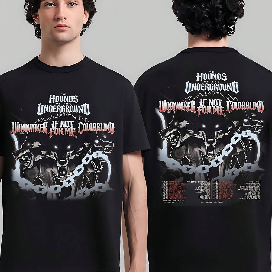 Windwaker Ft If Not For Me And Colorblind The Hounds Tour 2026 T-Shirt - 黑色 - 查看 1