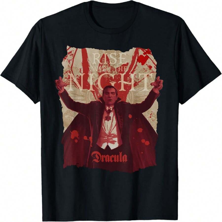 Universal Monsters Dracula Rise With The Night T-Shirt - Negro - Ver 1