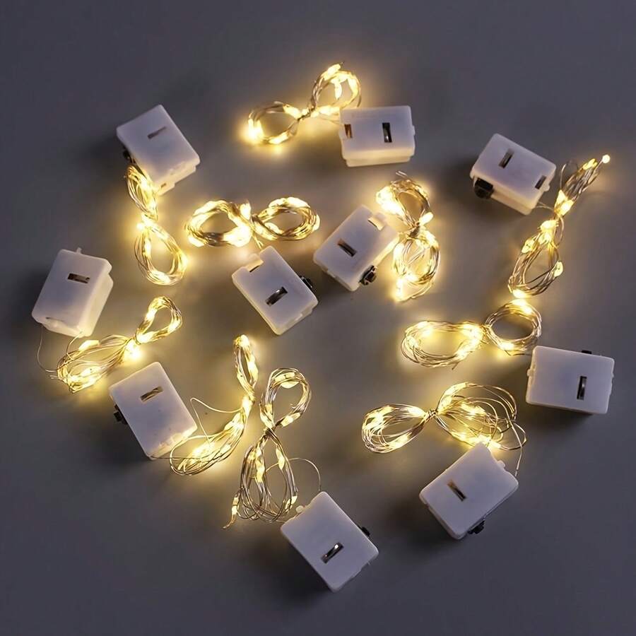 6/14 Stücke 20 LED Silber Kupferdraht Glühwürmchen Feen Lichterkette, batteriebetrieben Mini Girlande Lampe, DIY Stimmungsdekoration Licht für Schlafzimmer Blumenvasen Hochzeit Geburtstag Valentinstag Halloween Weihnachten Party Zuhause Geschenk
